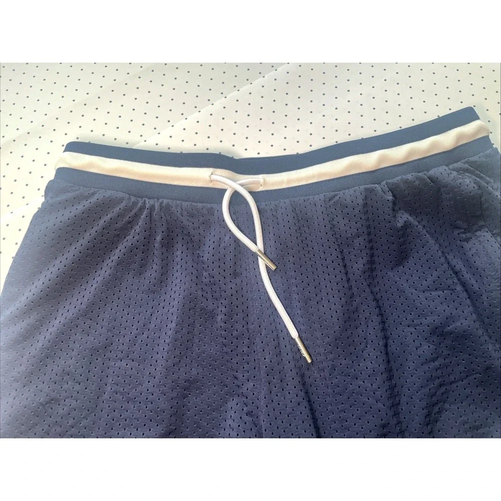 TLF Apparel Navy Contrast Trim Mesh Performance Training Shorts Large Athletic